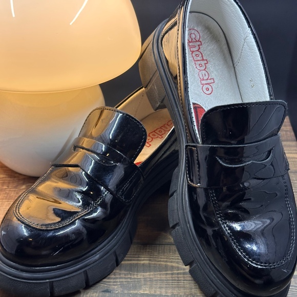 Black Patent Chunky Loafers - Picture 3 of 7